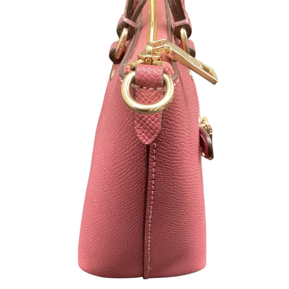 NWT Coach Mini Gallery Tote/ Crossbody Leather Zipper Closure Logo Bag Tag Pink - Picture 6 of 13